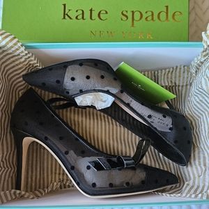 Kate Spade Black Mesh Heels with Bow